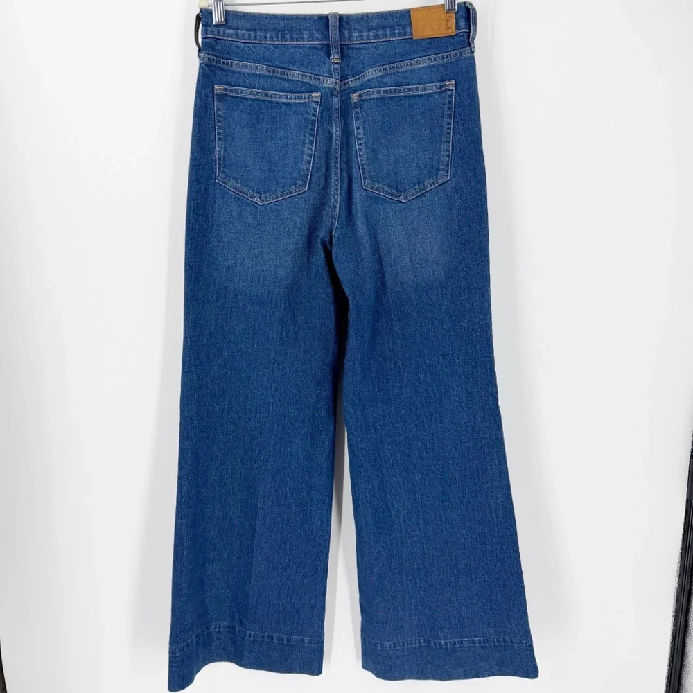 J. Crew Wide Leg Trouser Jeans 28 Cotton Stretch High Rise Flare 30" Inseam - Picture 4 of 8